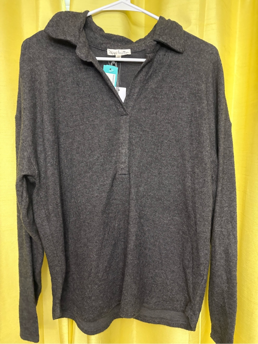 Gray Collared women’s Sweater - Soft Long-Sleeve Pullover